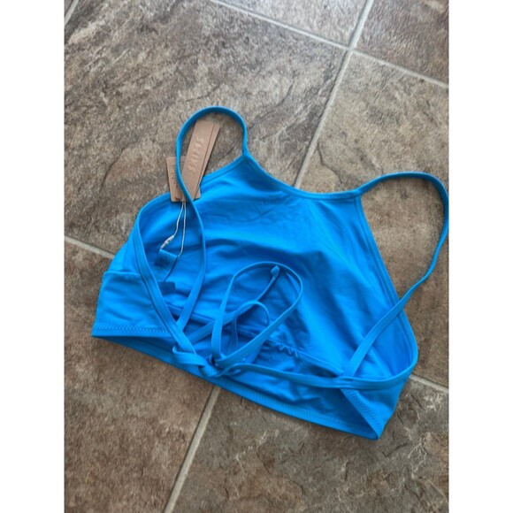 Skims Signature Swim High Neck Top Turquoise Size Medium - Picture 9 of 10